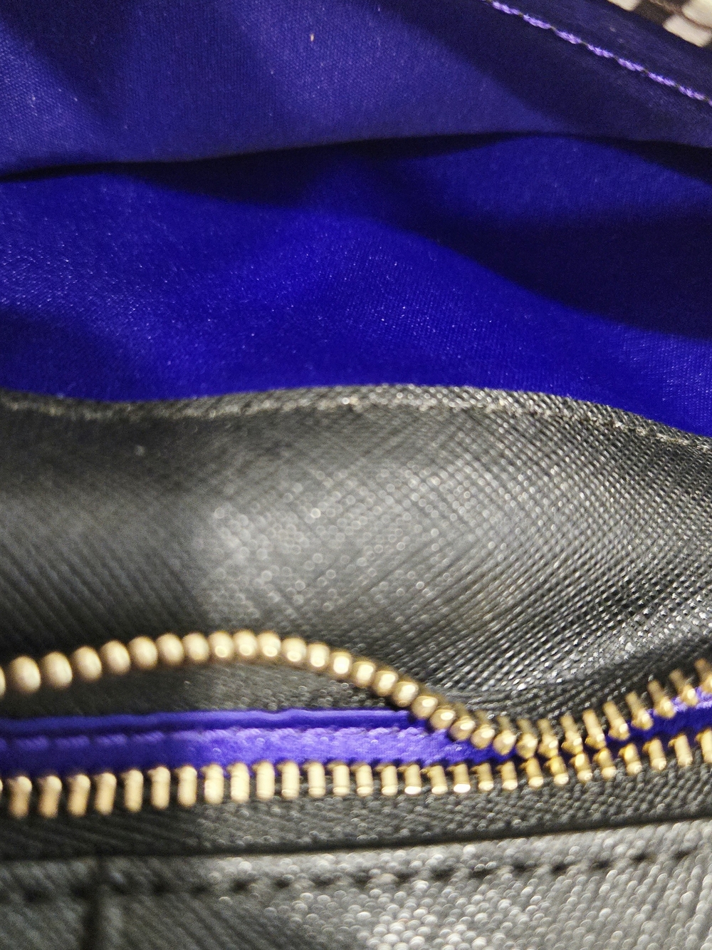 henri bendel Black Saffiano Bi-fold Zip Wallet With Purple Interior - Picture 14 of 15